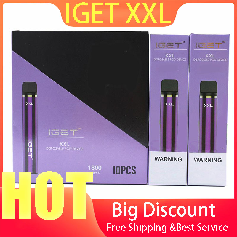 Electronic Cigarettes Iget XXL 1800 puffs Disposable Vape pens Pods Prefilled Device
Electronic Cigarettes Iget XXL 1800 puffs Disposable Vape pens Pods Prefilled Device