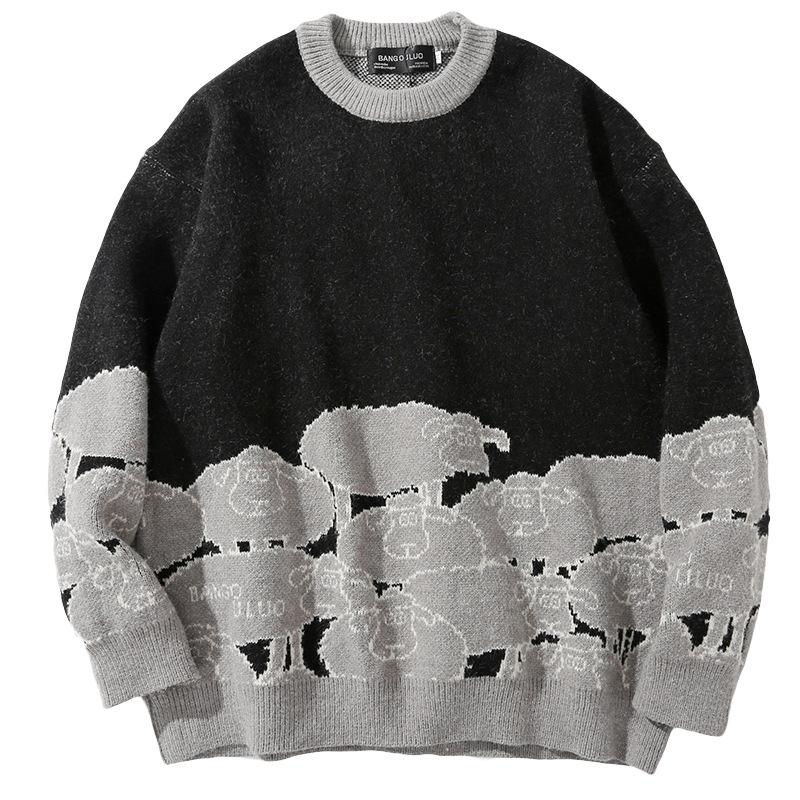 Men's Sweaters Vintage Sweater Men Pullover Fashion Sheep Cartoon Print Long Sleeve Clothes Spring Autumn Loose Casual Knitted Ropa, Black
Men's Sweaters Vintage Sweater Men Pullover Fashion Sheep Cartoon Print Long Sleeve Clothes Spring Autumn Loose Casual Knitted Ropa, Black