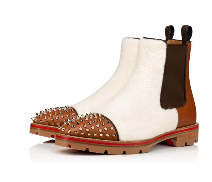 Winter red bottom men fashion snow bare boots wild rivet plush leather trendy short boot Men's wedding party walk Melon booty Spikes Flat rubber soled
Winter red bottom men fashion snow bare boots wild rivet plush leather trendy short boot Men's wedding party walk Melon booty Spikes Flat rubber soled