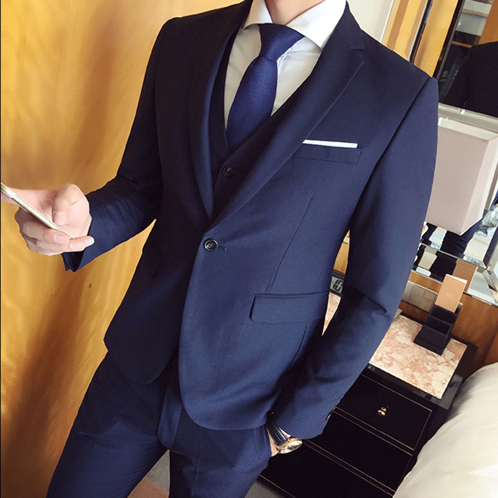 Three-Pieces Men Suits Business Casual tuxedos Slim Fit Groom Party Coat Tailored Work Wear Wedding Suit