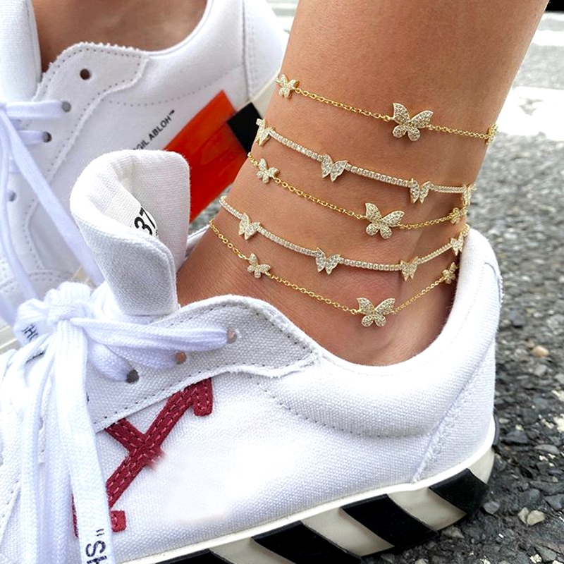 2021 Iced Out CZ Tennis Chain Butterfly Bracelet Luxury Animal Charm Gold Silver Color Bracelet Women Hiphop Bling Fashion Jewelry wholesale