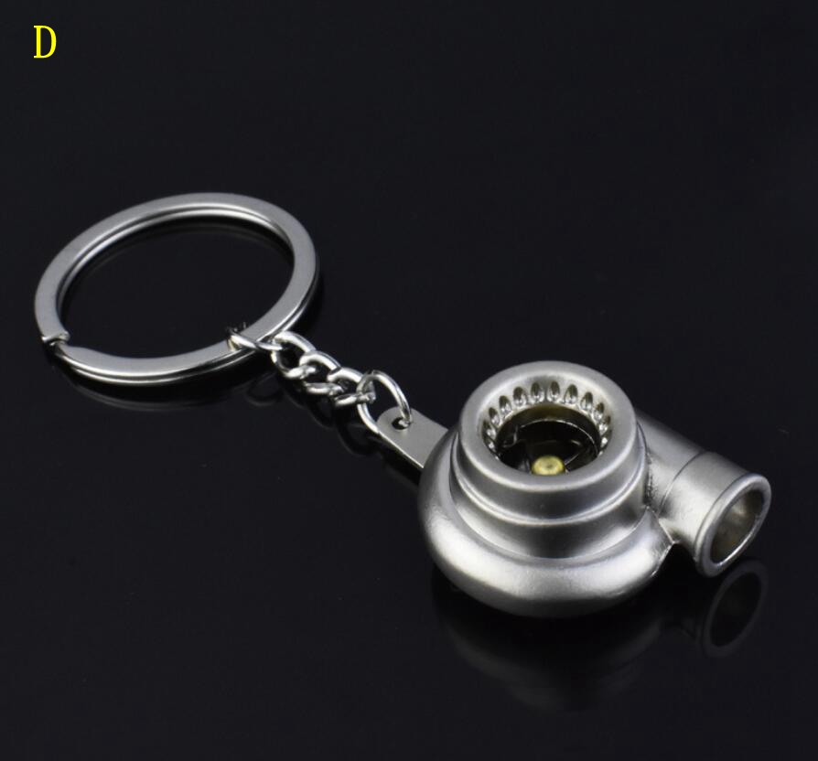 Mini Turbo Turbocharger Metal Keychain Spinning Turbine Key Chain Ring Keyring Keyfob Car Interior Accessories 7Colors Good quality