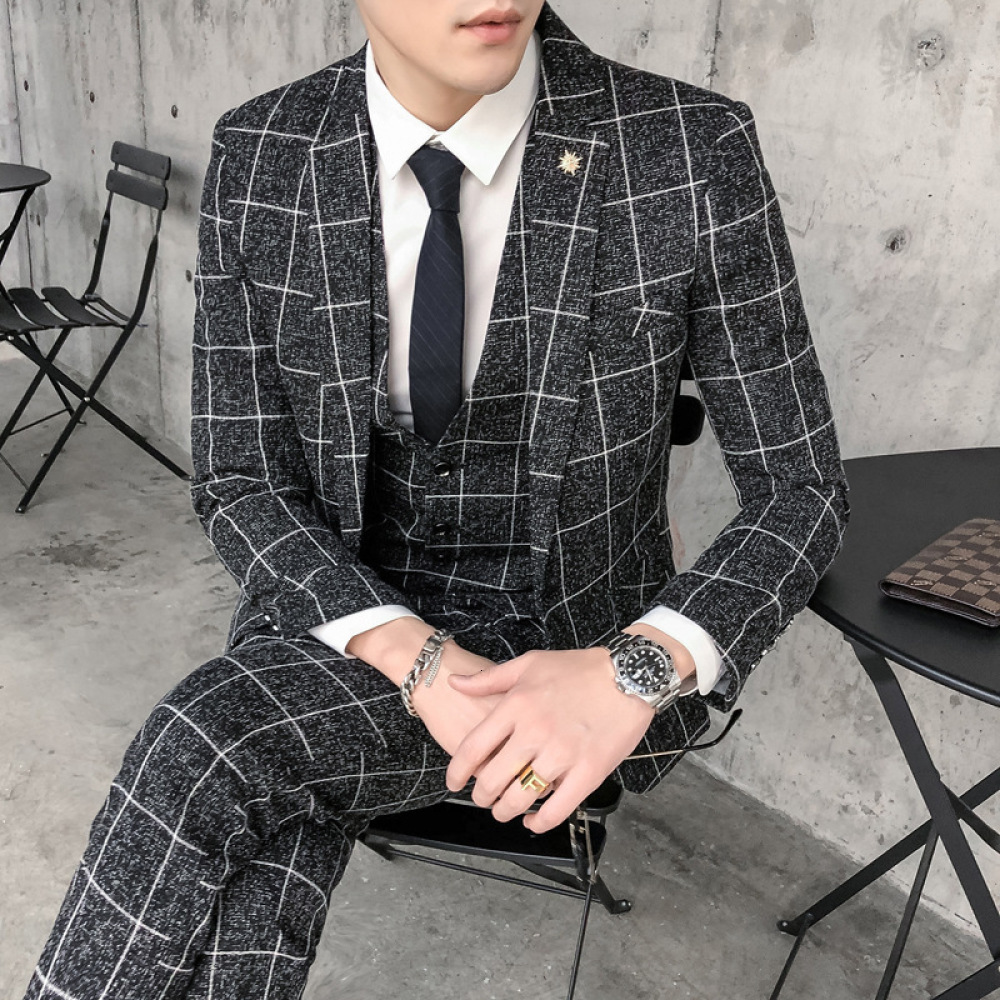 2021 Spring British Style Single Row One Buckle Plaid Piece Sets for Men Slim Fit Groomsman Wedding Suit Kgjf, Navy blue
2021 Spring British Style Single Row One Buckle Plaid Piece Sets for Men Slim Fit Groomsman Wedding Suit Kgjf, Navy blue