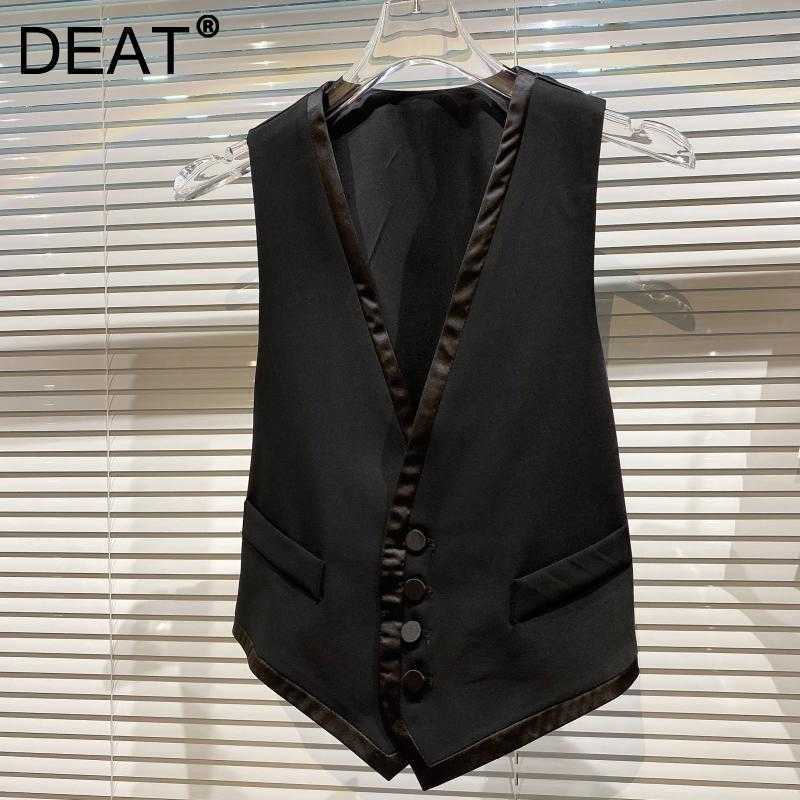 DEAT Women Black Patchwork Personality Asymmetrical Coat Vest Arrivals Temperament Fashion Spring Autumn 11D1380 210709
DEAT Women Black Patchwork Personality Asymmetrical Coat Vest Arrivals Temperament Fashion Spring Autumn 11D1380 210709