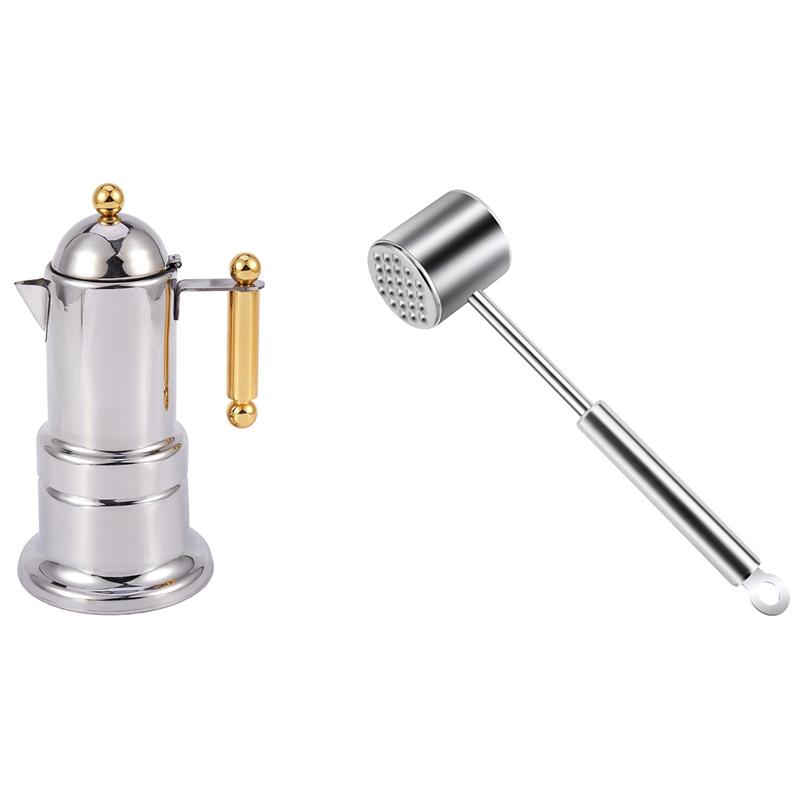 1 Pcs Meat Hammer Loose Meat Hammer & 1 Set 200Ml 4 Cups Stainless Steel Coffee Pot Moka Coffee Maker
1 Pcs Meat Hammer Loose Meat Hammer & 1 Set 200Ml 4 Cups Stainless Steel Coffee Pot Moka Coffee Maker