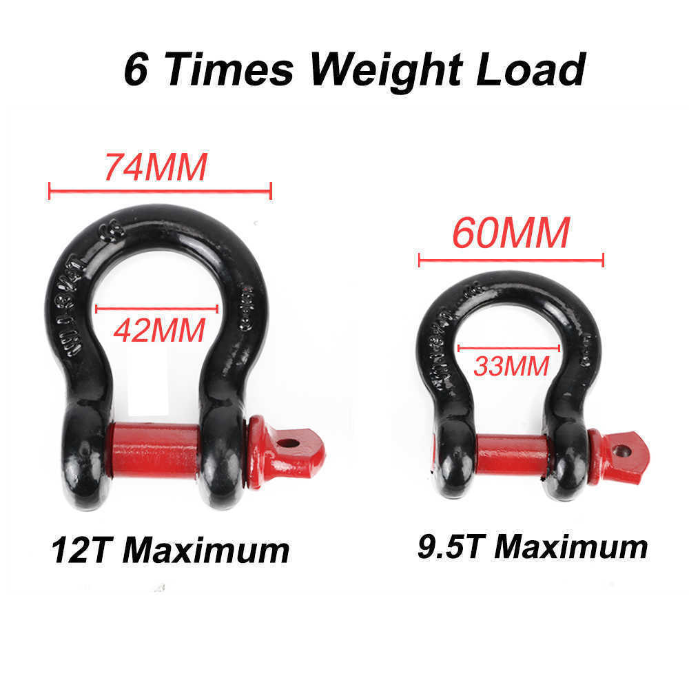 Heavy 2pcs Duty Car Tow Hook D Ring Shackle Vault 12T 19.5T For Off Road Trailer Car Emergency Recovery Towing Rope Buckles