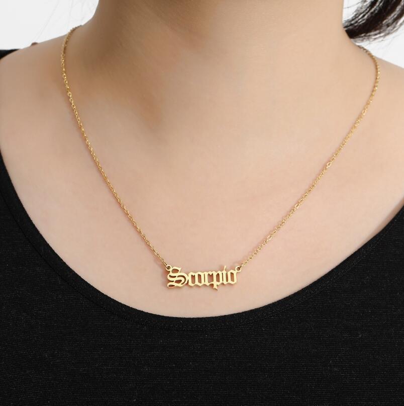 Gold Letter Zodiac Necklace Constellation Necklaces Custom Stainless Steel Old English Necklace Birthday Jewelry Gifts, Silver
Gold Letter Zodiac Necklace Constellation Necklaces Custom Stainless Steel Old English Necklace Birthday Jewelry Gifts, Silver