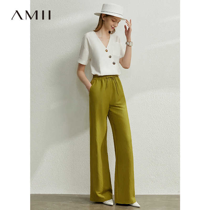 Summer Women Wide Leg Pants Fashion High Waist Solid Loose Elastic Casual Female Long 12040209 210527