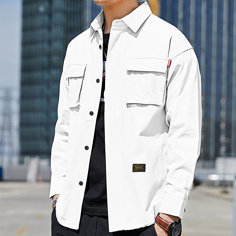 spring newest Men's Cotton Shirt Vintage Safari style Multi-pocket shirt Long sleeve shirt T200422