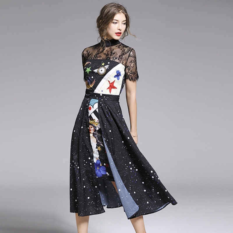 Summer Lace Patchwork Print Dres O-neck Work Casual Party Slim Sexy Long Dresses OL Office Chiffon Vestidos 210603, Picture color
Summer Lace Patchwork Print Dres O-neck Work Casual Party Slim Sexy Long Dresses OL Office Chiffon Vestidos 210603, Picture color