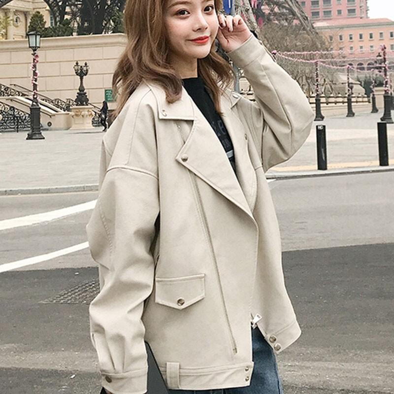 Women' Leather & Faux Trendy Autumn Women Elegant Ladies Jacket Motorcycle Biker Coat Loose Black Oversized BF Style Outwear, Beige
Women' Leather & Faux Trendy Autumn Women Elegant Ladies Jacket Motorcycle Biker Coat Loose Black Oversized BF Style Outwear, Beige