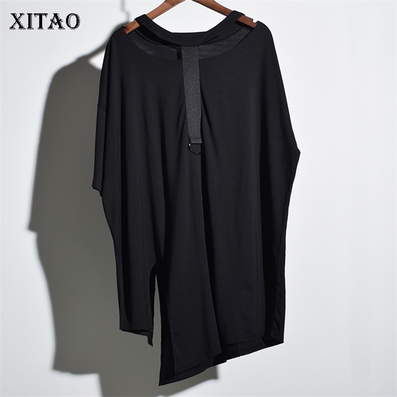 [XITAO] Europe New Summer Fashion Women Half Sleeve Hollow Out T-Shirts Female Solid Color O-Neck Pullover Tees KZH149 210306