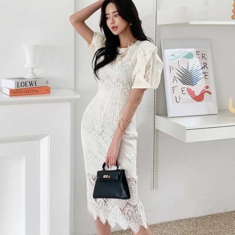Summer Women's Vintage Lace Dresses Elegant Office OL Fashion O-Neck Puff Sleeve Bodycon Slim Pencil Dress Vestidos 210526, White
Summer Women's Vintage Lace Dresses Elegant Office OL Fashion O-Neck Puff Sleeve Bodycon Slim Pencil Dress Vestidos 210526, White