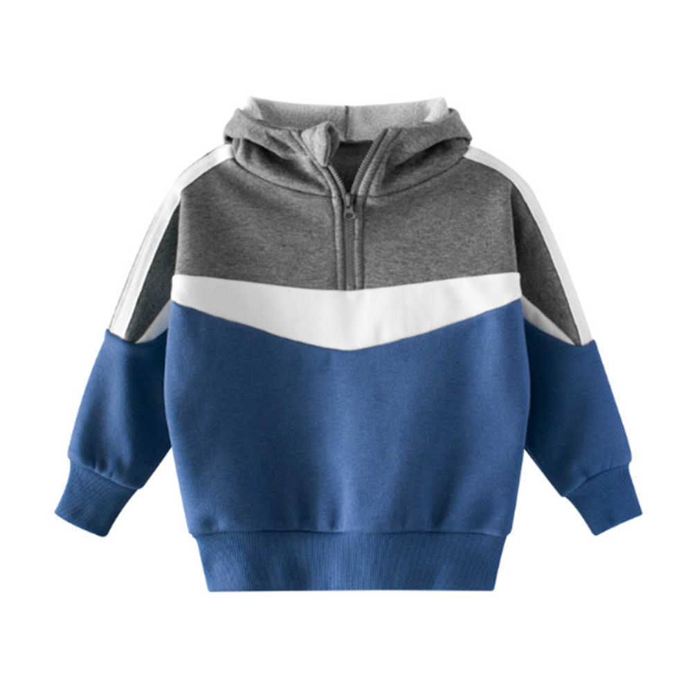 Mudkingdom Spring Autumn Baby Boys Cotton Leisure Hooded Sweatshirt Squarter Zip Light Fleece Lined Tops 210615