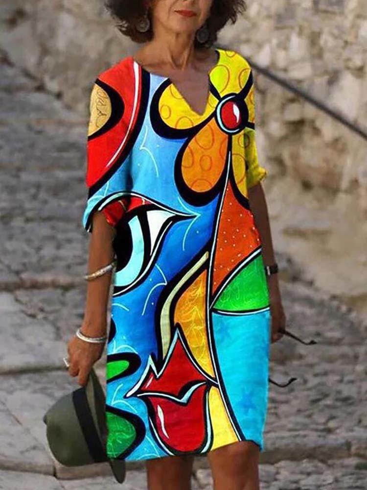 Elegant Women Linen Dress Summer V-Neck Half Sleeve A-Line Dresses Female Vintage Button Loose Dress Vestidos 210309