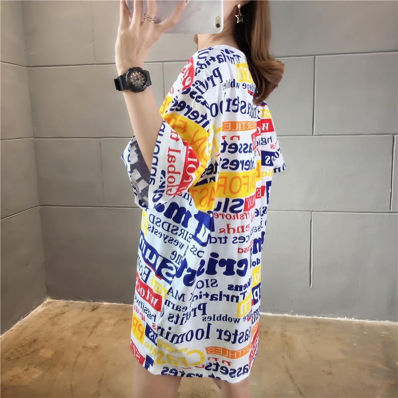 Girl T-shirts Printing Letter Loose Round Neck Top Female Short Sleeve T-shirt For Women Clothing Large Size Women's T shirt New T200614