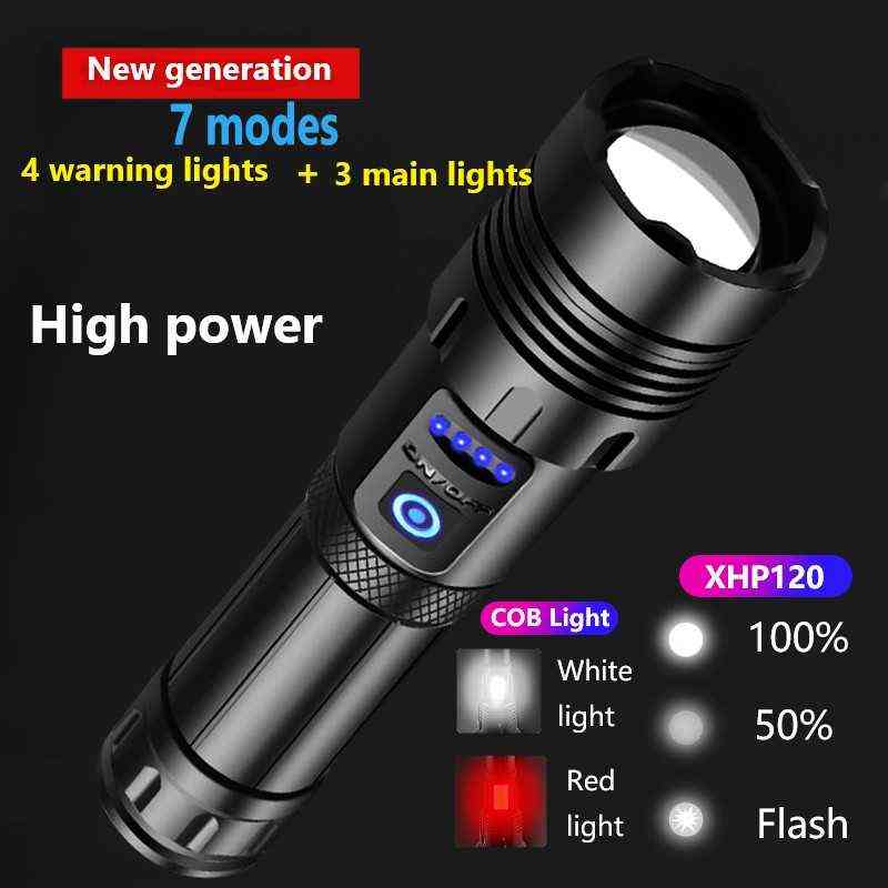Super 120 Most Powerful Led Flashlight 90 High Power Torch light Rechargeable Tactical flashlight 18650 Usb Camping Lamp 220