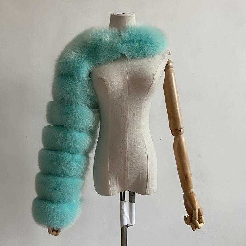 BEIZIRU Women Real Raccoon Fur silver red Sleeve Ladies Fashion Natural One Sleeve 211007