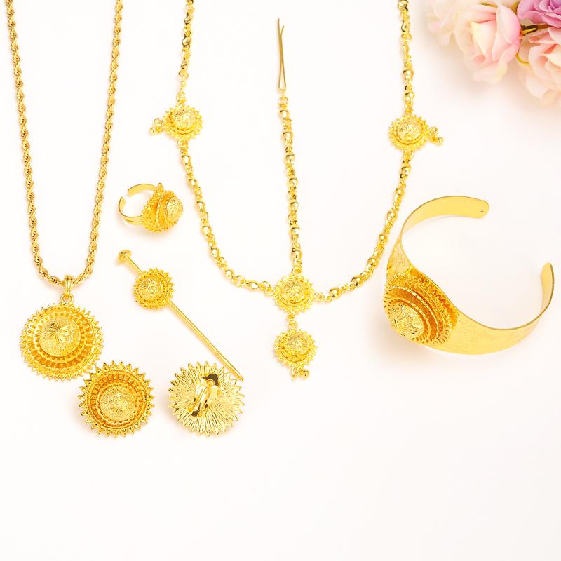 Earrings & Necklace Bangrui Traditional Ethiopian Bridal Jewelry Sets Big Gold Color Hair 6pcs African For Women, As pic
Earrings & Necklace Bangrui Traditional Ethiopian Bridal Jewelry Sets Big Gold Color Hair 6pcs African For Women, As pic
