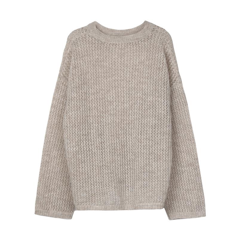 Women's Sweaters Eyelet Crochet Knitted Tops See Through Wool Blended Crew Neck Pullovers Loose Fitted, Beige
Women's Sweaters Eyelet Crochet Knitted Tops See Through Wool Blended Crew Neck Pullovers Loose Fitted, Beige