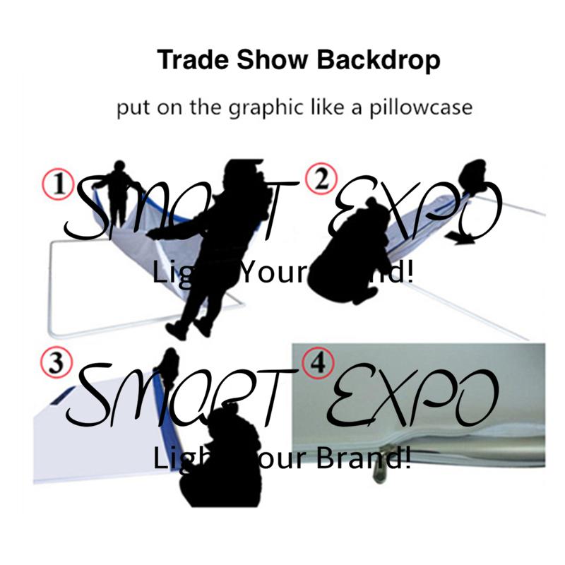 10ft Exhibition Advertising Display Backwall Show Booth with Cutom Full Color Printing Portable Carry Bags