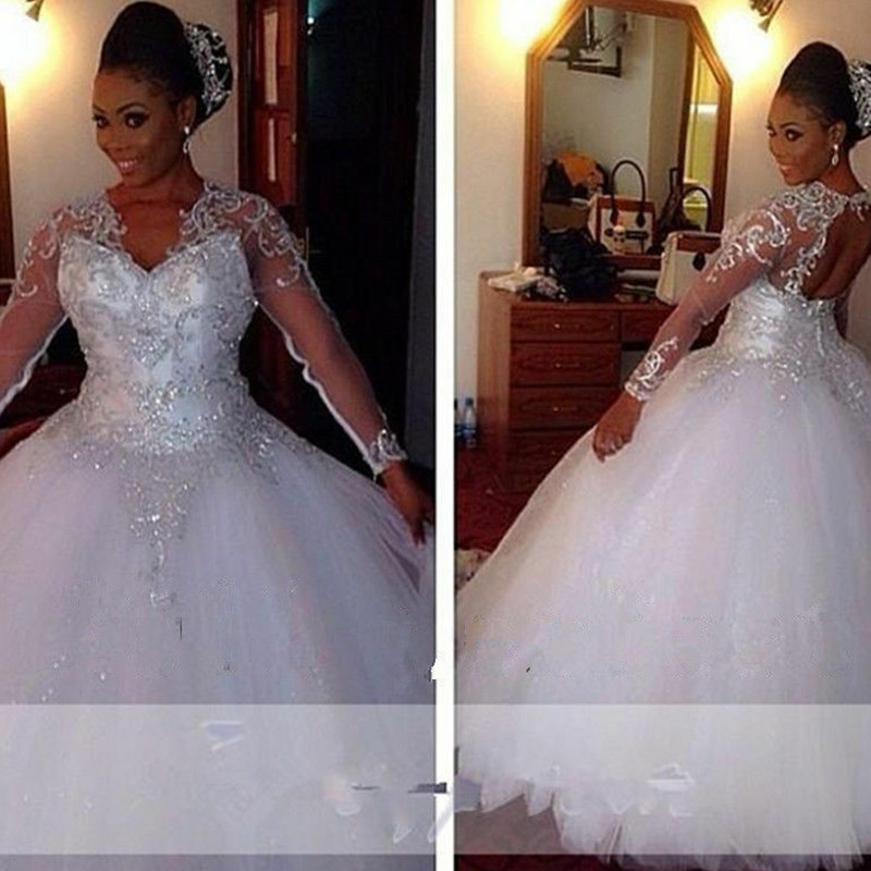 Custom Beautiful Sparkle Wedding Dresses Bling Sweetheart Bridal Ball Gown WeddingDresses Plus Size Vestidos