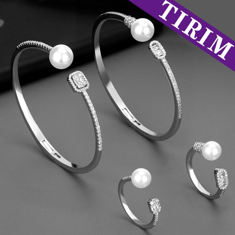 Earrings & Necklace Wedding Jewelry Sets Big Pearl Cubic Zircon Multilayer Opening Bracelet Bangle Rings Set For Women Gold Plating Adjustab, Silver
Earrings & Necklace Wedding Jewelry Sets Big Pearl Cubic Zircon Multilayer Opening Bracelet Bangle Rings Set For Women Gold Plating Adjustab, Silver