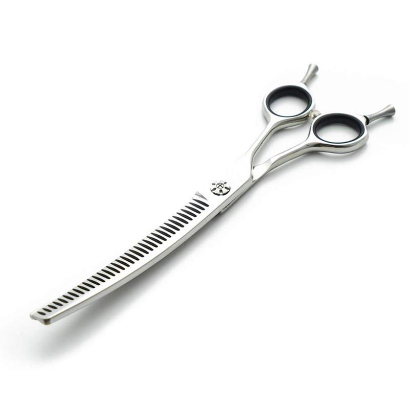 Dog Grooming 7 Inch Upward Right Handed Curved Chunker Scissor 35 Teeth, As pic