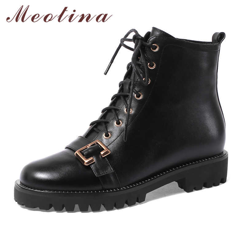 Meotina Autumn Motorcycle Boots Women Natural Genuine Leather Zip Thick Heel Ankle Boots Buckle Round Toe Shoes Lady Size 34-39 210608, Black
Meotina Autumn Motorcycle Boots Women Natural Genuine Leather Zip Thick Heel Ankle Boots Buckle Round Toe Shoes Lady Size 34-39 210608, Black