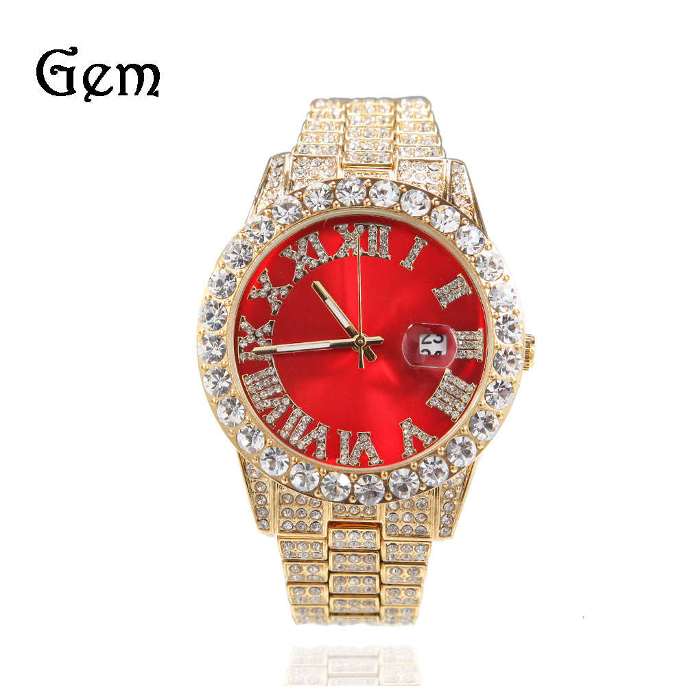 Hip hop Roman digital diamond inlaid men's watch fashion brand green face large dial quartz watch
Hip hop Roman digital diamond inlaid men's watch fashion brand green face large dial quartz watch