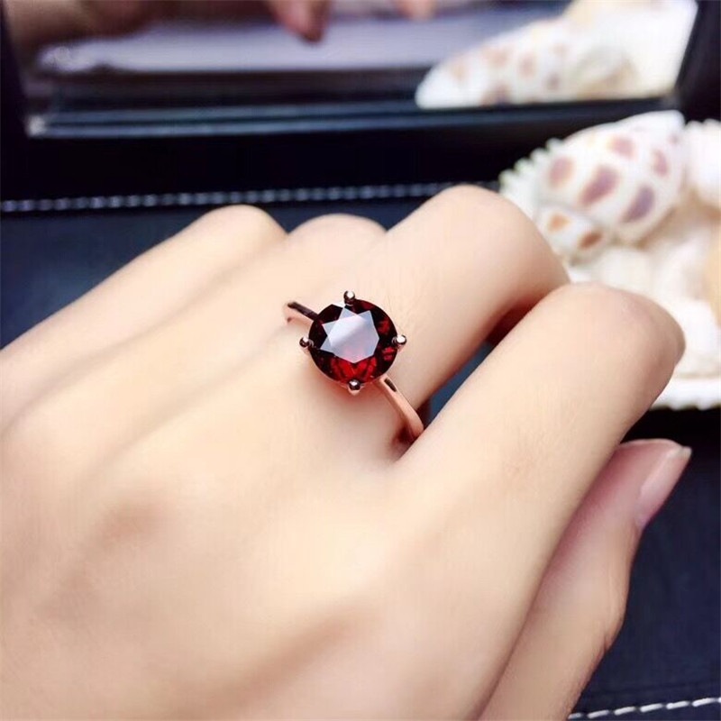 Round cut 2ct Lab Garnet Promise ring 925 Sterling silver Engagement Wedding Band Rings for women Bridal Fine Jewelry
