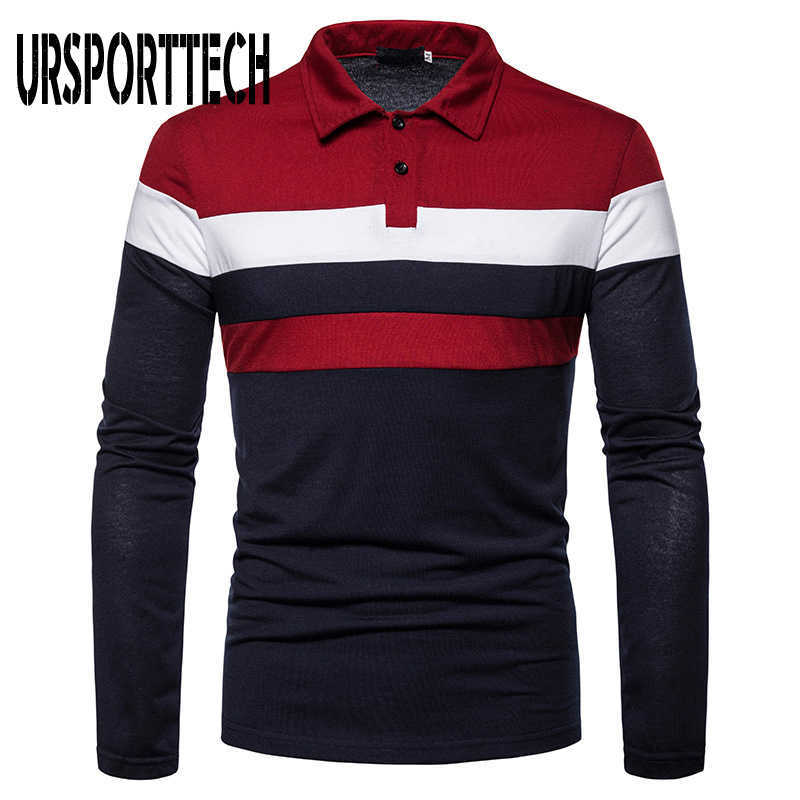 URSPORTTECH Polo Shirt Men Autumn Long Sleeve Polo T Shirt Men Business Casual Fashion Tops Men's Polo Shirts Three Colors 210528