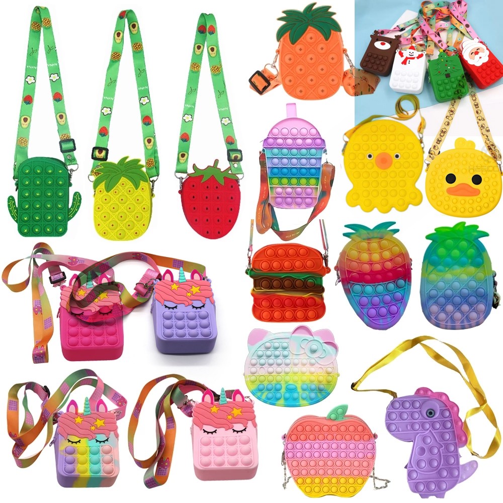 US Stock Press It Bag Unicorn Fidget Toys Squishy Kawaii Messenger Stress Reliever Toys Sensory Toy Special Needs Adhd Autism Kids Gift CO20