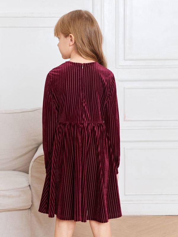 Girls Flare Hem Velvet Dress SHE