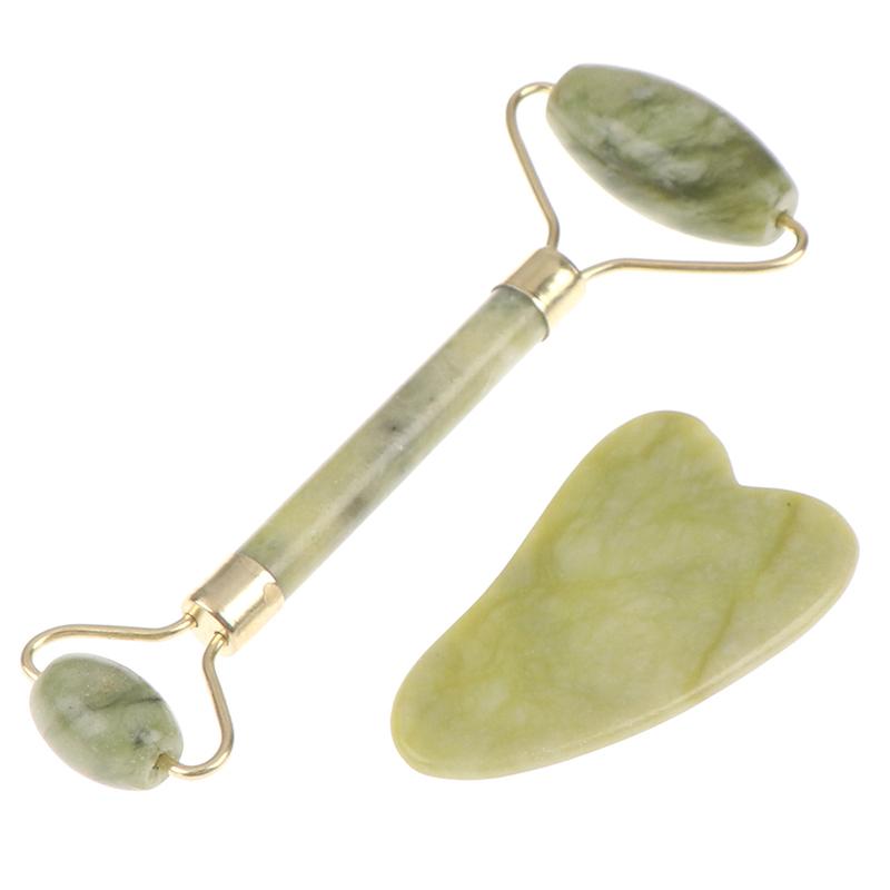 Full Body Massager 10Pcs/1 Set Roller And Gua Sha Tools By Natural Jade Scraper With Stones For Facial Skin Care