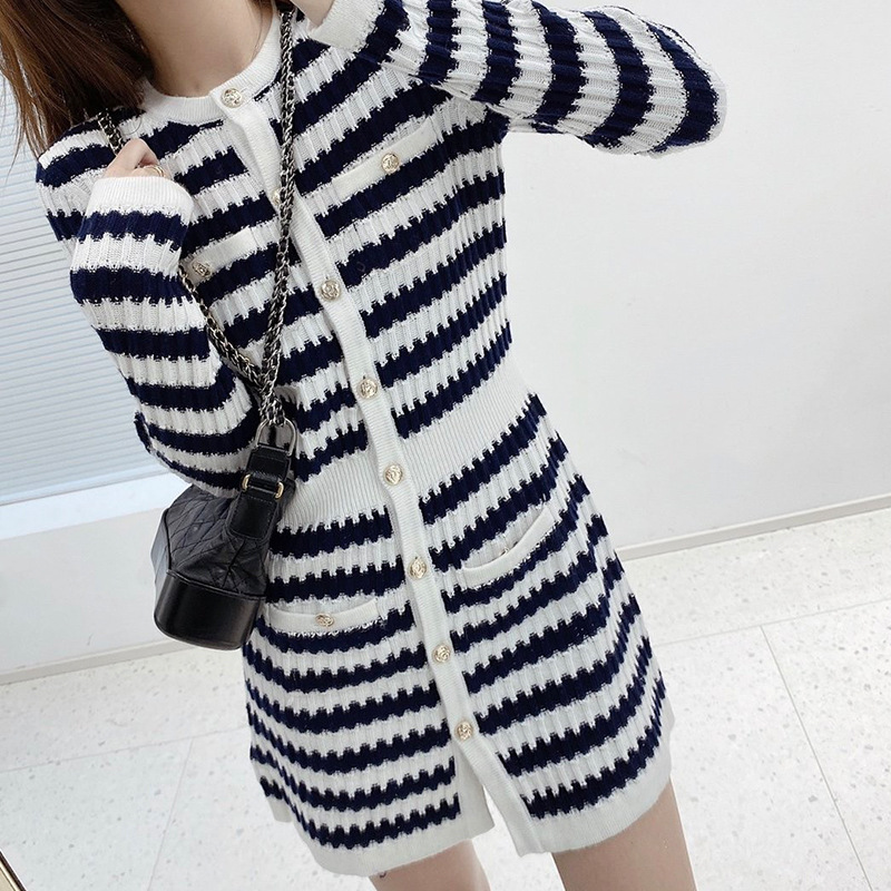 310 2021 Free Shipping Spring Brand Same Style Dress Long Sleeve Kint Panelled Crew Neck Kint Dress SC от DHgate WW