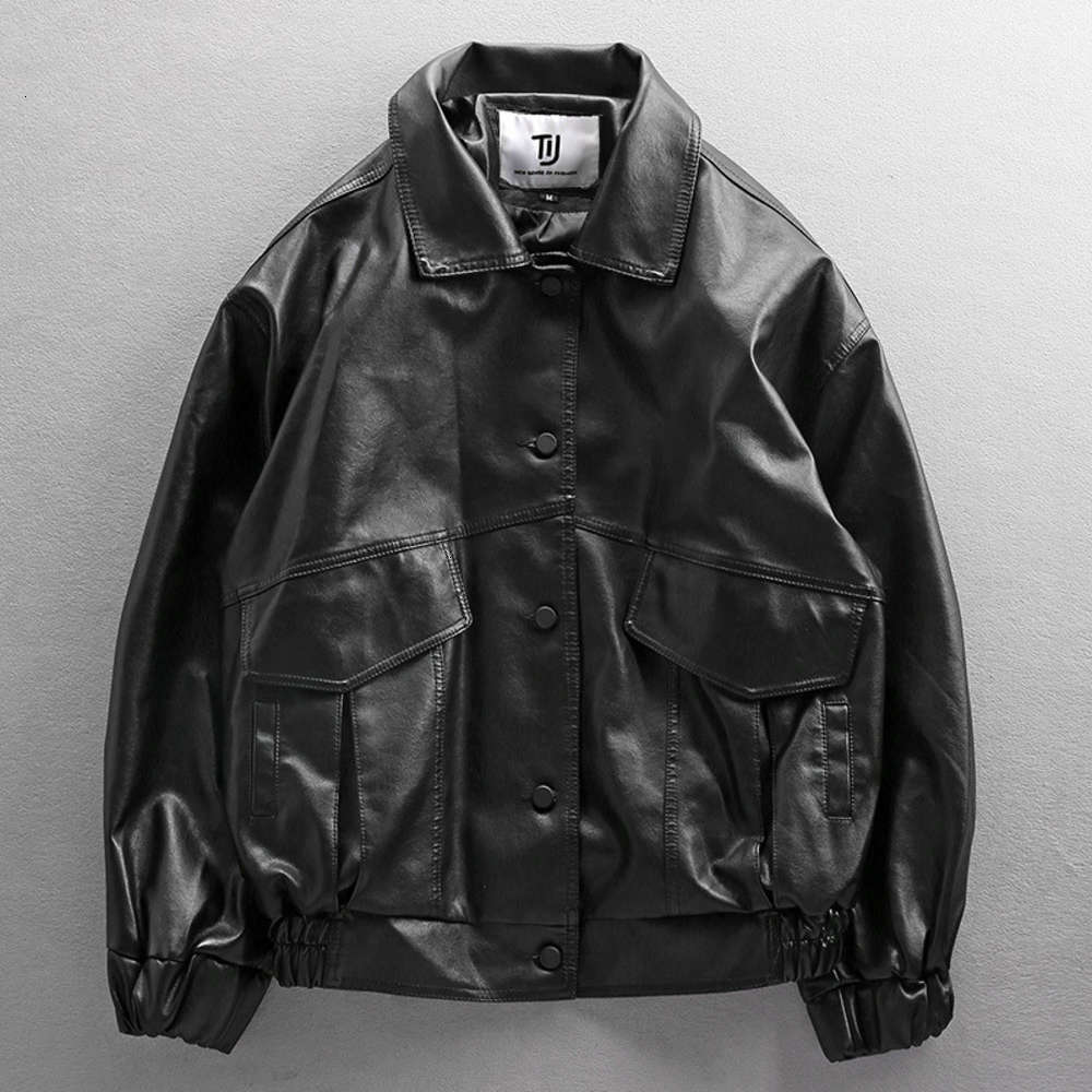 Trendy loose Men's couple motorcycle suit young pilot air force PU Leather jacket fashion, Black
Trendy loose Men's couple motorcycle suit young pilot air force PU Leather jacket fashion, Black