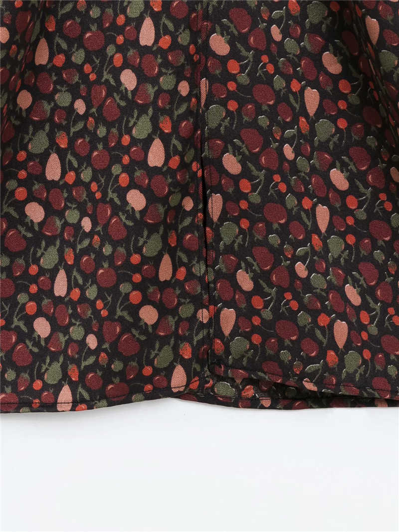 Sexy Women Elegant V-Neck Dresses Fashion Ladies Zipper Strap Vestidos Vintage Female Chic Draped Cherry Print Dress 210527