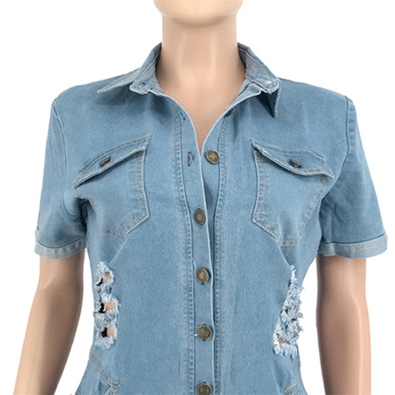 African Fashion Casual Plus Size 3XL Denim jumpsuit Women Full Length Plain LaceUp Straight High Waist Jumpsuit Button Pocket T200509