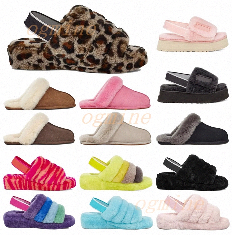2021[With Box] designer snow scuffette slippers womens fluff fuzz yeah slide shoes womens girl lady winter flat wgg 35-42Ez99#