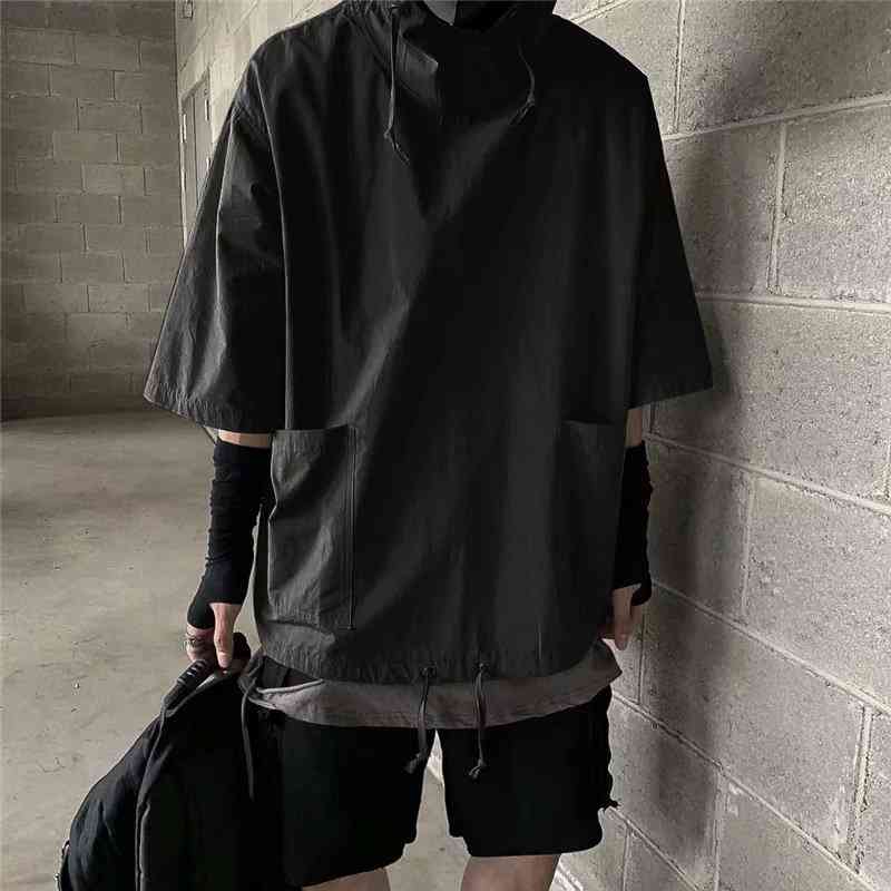 

Men' T-Shirts Houzhou goth roupas preto manga curta t-shirts para homem capuz verão baggy casual techwear harajuku hip hop streetwear 9Q9L, 1# shoe box