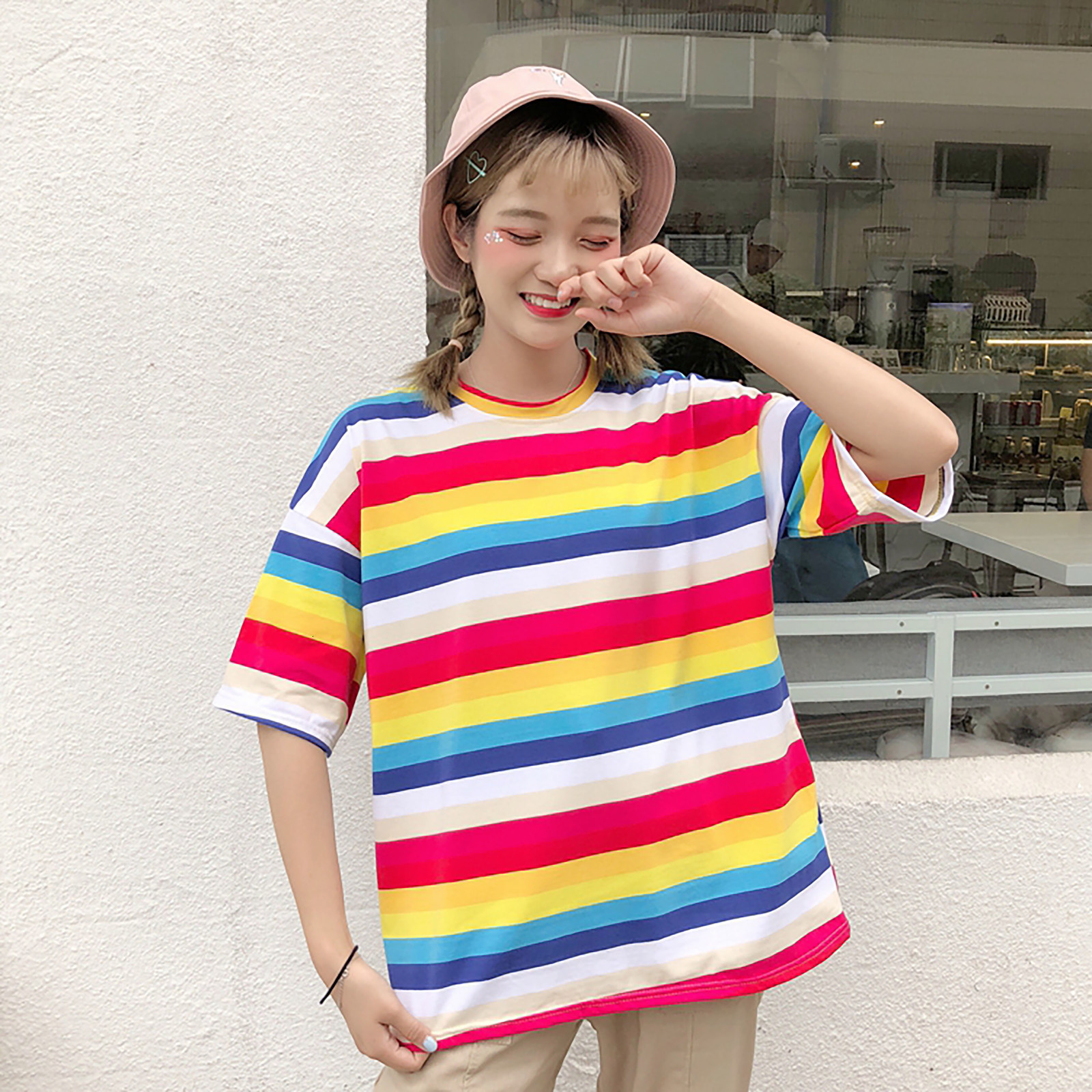 2021 New Ulzzang Kawaii Raiow Stripes Top Schoolgirl's Summer Plus Size Loose Sleeve Short Korean Shirt Clothes Women's Fashions Oyev, Purple
2021 New Ulzzang Kawaii Raiow Stripes Top Schoolgirl's Summer Plus Size Loose Sleeve Short Korean Shirt Clothes Women's Fashions Oyev, Purple