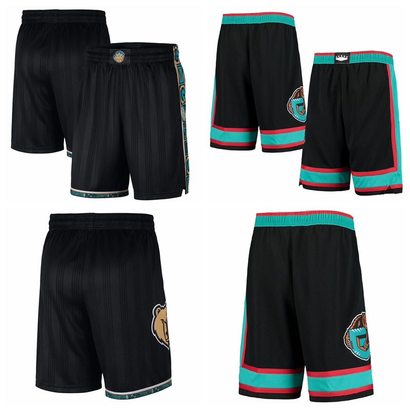 Memphis Grizzlies Men 2020/21 New City Edition Swingman Basketball Shorts Black Pants, Black;red