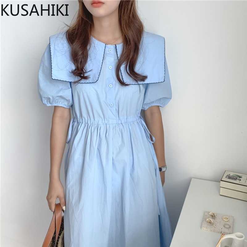 KUSAHIKI Summer Sailor Collar Dresses Korean Puff Sleeve Drawstring Slim Waist Vestidos Puff Sleeve Woman Dress 6J467 210602, Blue
KUSAHIKI Summer Sailor Collar Dresses Korean Puff Sleeve Drawstring Slim Waist Vestidos Puff Sleeve Woman Dress 6J467 210602, Blue