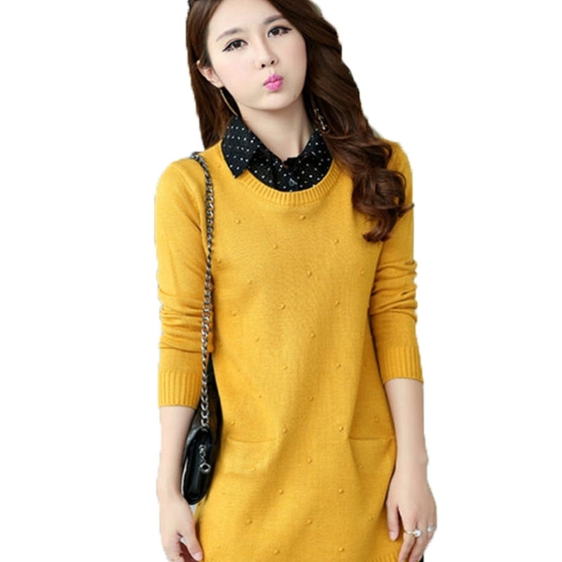 Women Plus Size 3xl Pull Sweater Spring Summer Long Sleeved Causal Faux Dot Collar Loose Pullover Feminino Knitted Top 210525
Women Plus Size 3xl Pull Sweater Spring Summer Long Sleeved Causal Faux Dot Collar Loose Pullover Feminino Knitted Top 210525
