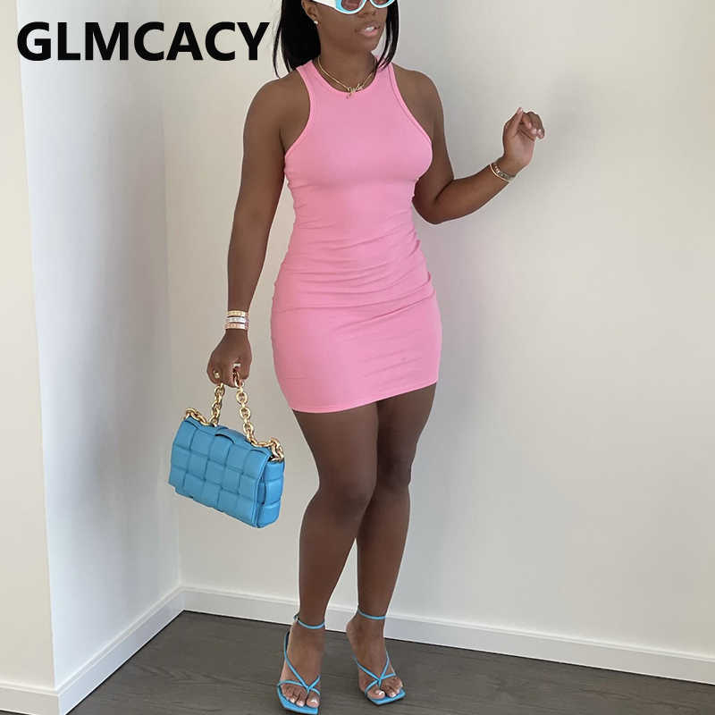 Sleeveless Casual Summer Bodycon Party Mini Dress 210702
