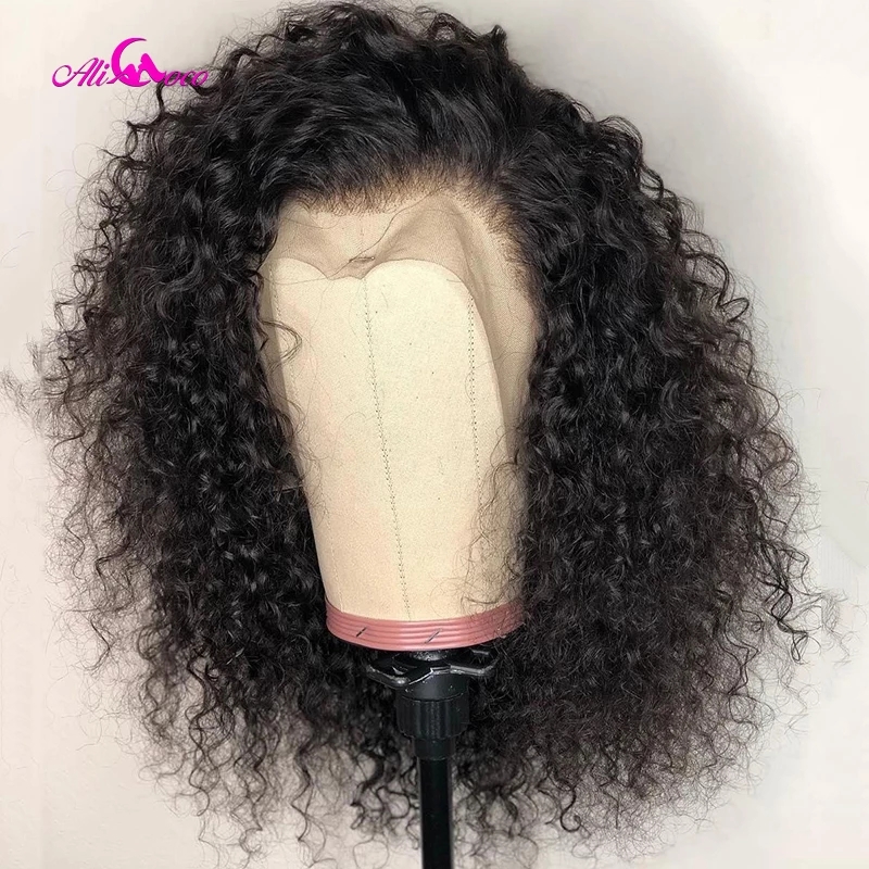 Transparent Short Curly Bob Lace Front Synthetic Hair Wigs Brazilian Lace Frontal Wigs For Women Natural hairline