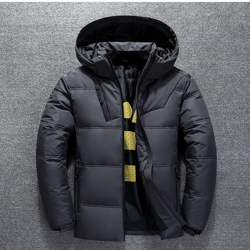 Duck Down Jacket Men Thicken Hooded Long Sleeve Down Zipper Pocket Coat Warm Feather Men Winter Down Jacket Casual Outwear 4XL 201225