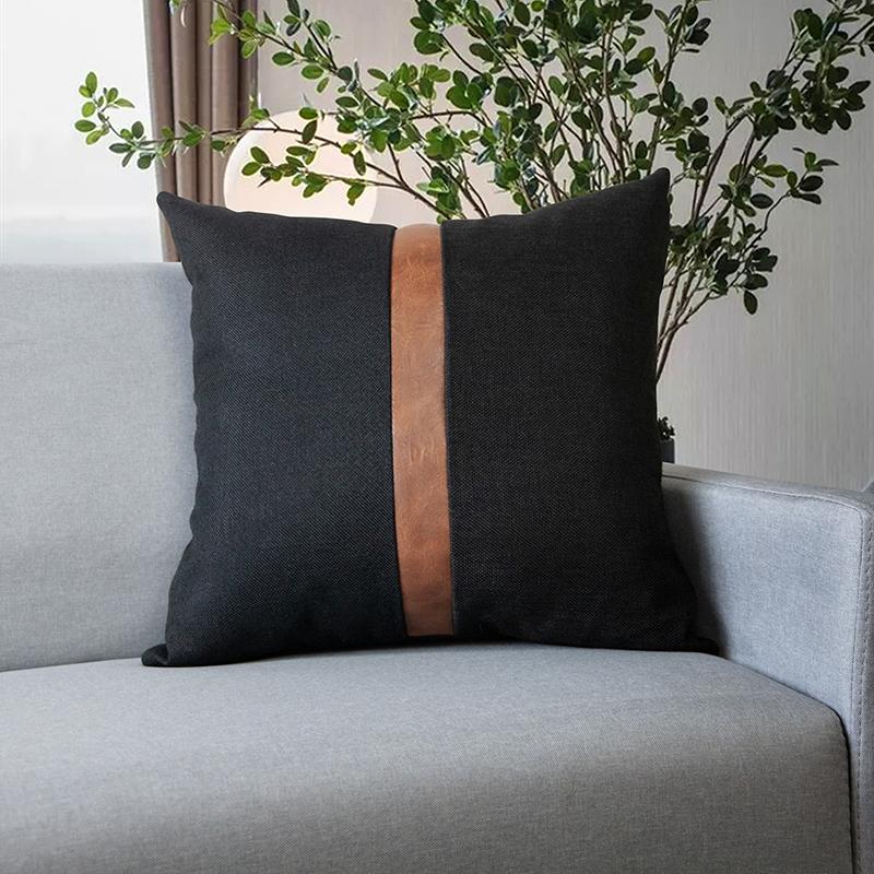 Cushion/Decorative Pillow Black Luxury Decorative Cushion Cover Linen PU Stitching Case For Car Sofa Decor Pillowcase Without Filling 45 X 4, 02 
Cushion/Decorative Pillow Black Luxury Decorative Cushion Cover Linen PU Stitching Case For Car Sofa Decor Pillowcase Without Filling 45 X 4, 02