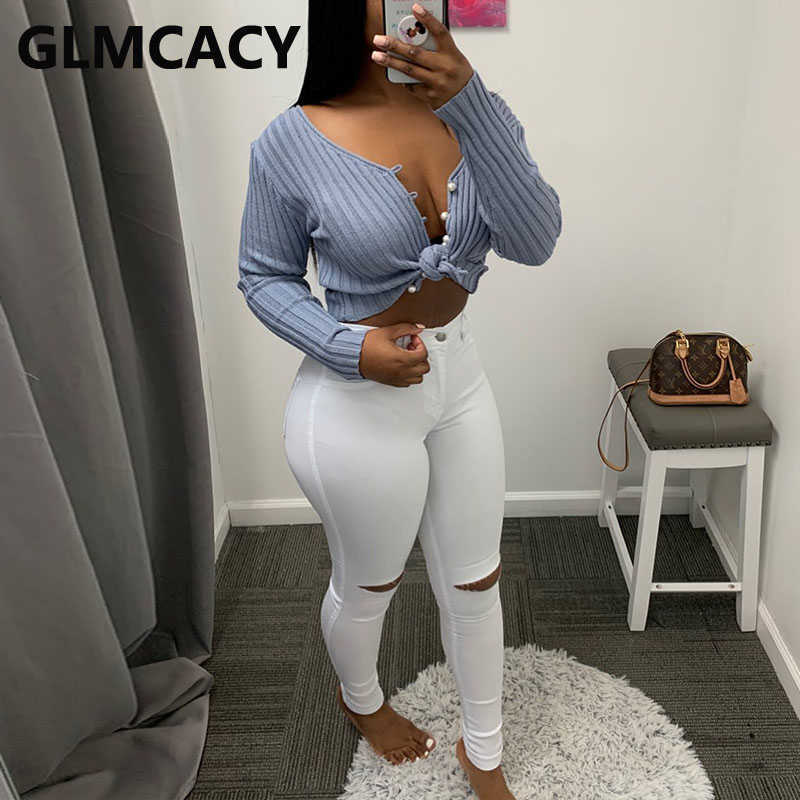 Women Casual Skinny Pants Ripped Pencil Pants Trousers 210702